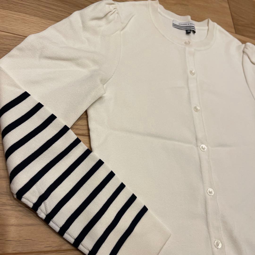 試着のみ☆ ボーダーズ　BORDERS at BALCONY カーディガン　白