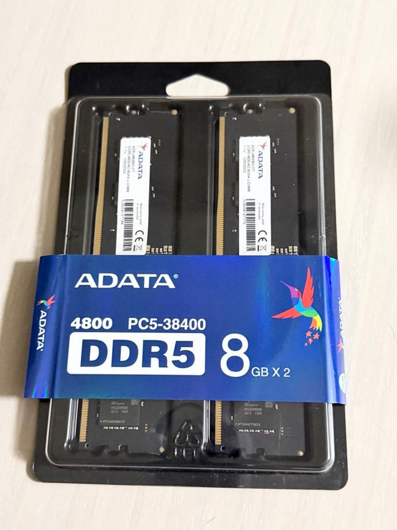 【新品未開封】ADATA DDR5-4800 メモリ 16GB (8GB×2枚)