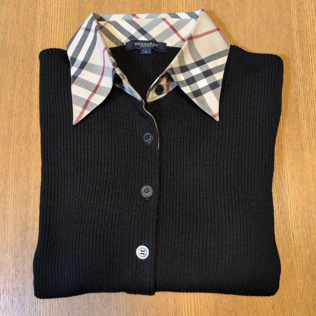 バーバリー　衿付きウールカーディガン