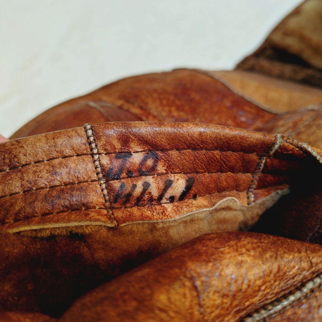 シープスキン 内ボア パッチワーク ベスト くるみボタン ヴィンテージ Lサイズ