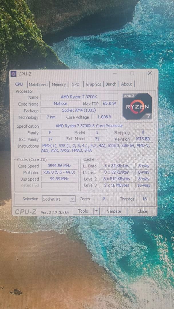 AMD Ryzen 7 3700X CPU　本体のみ