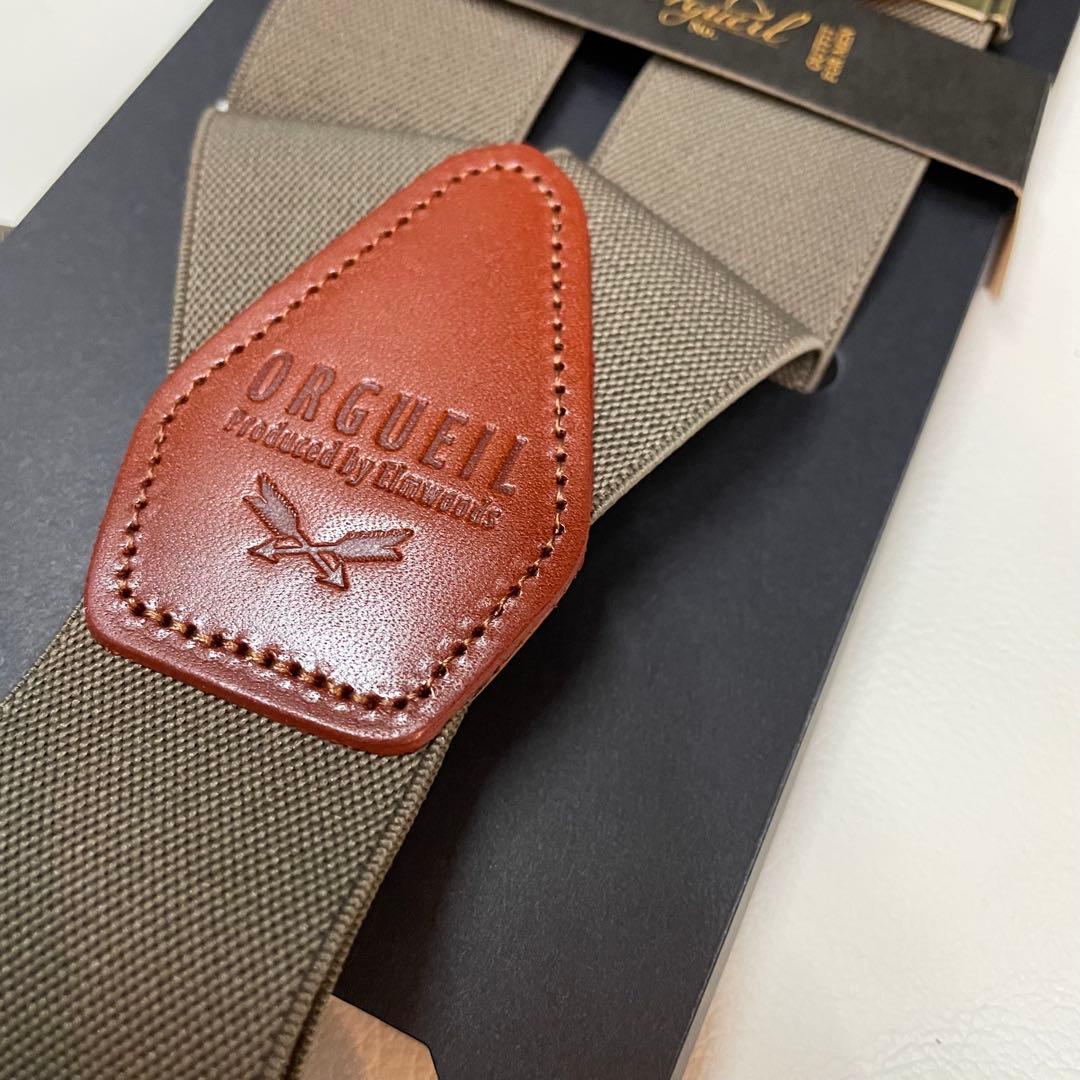 オルゲイユ ミリタリーサスペンダー グリーン レザーブラウン 7325