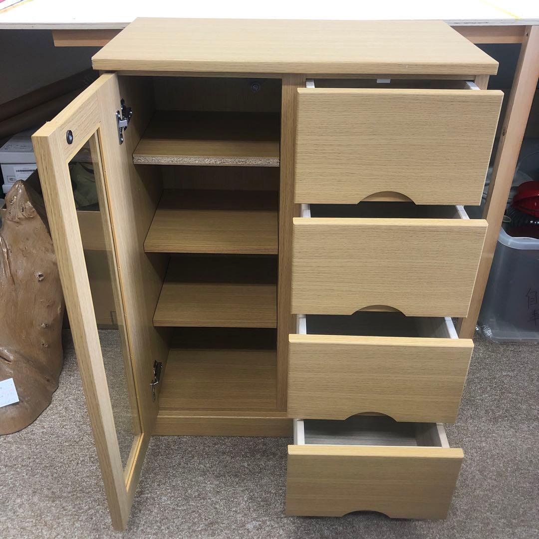 NITORI ニトリ サイドボード ナチュラル 4段チェスト 扉付き z127