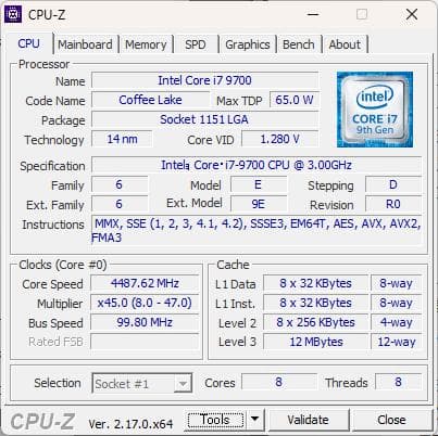 Intel Core i7 9700 インテル CPU