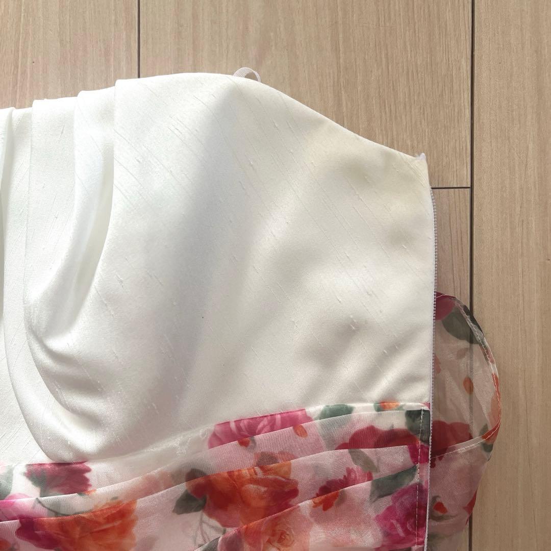 AIMER エメ ドレス M カラー ロング白×ローズ柄ステージ クリーニング済