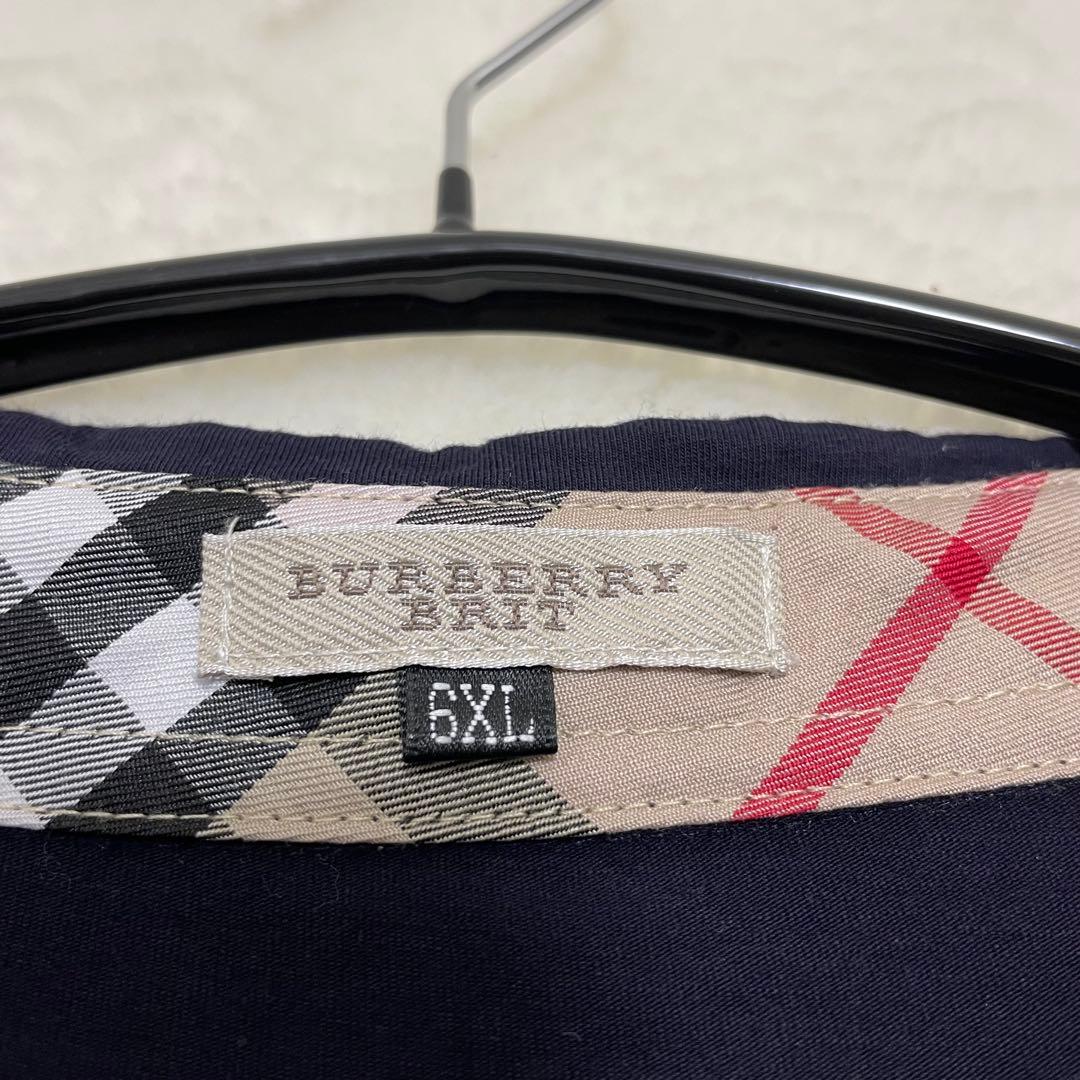 【美品】バーバリー ポロシャツ 6XL ノバチェック ホースロゴ ネイビー