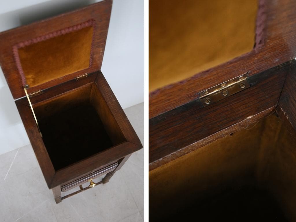 英国アンティーク木製ソーイングテーブル/裁縫箱/机/キャビネット(88-128)