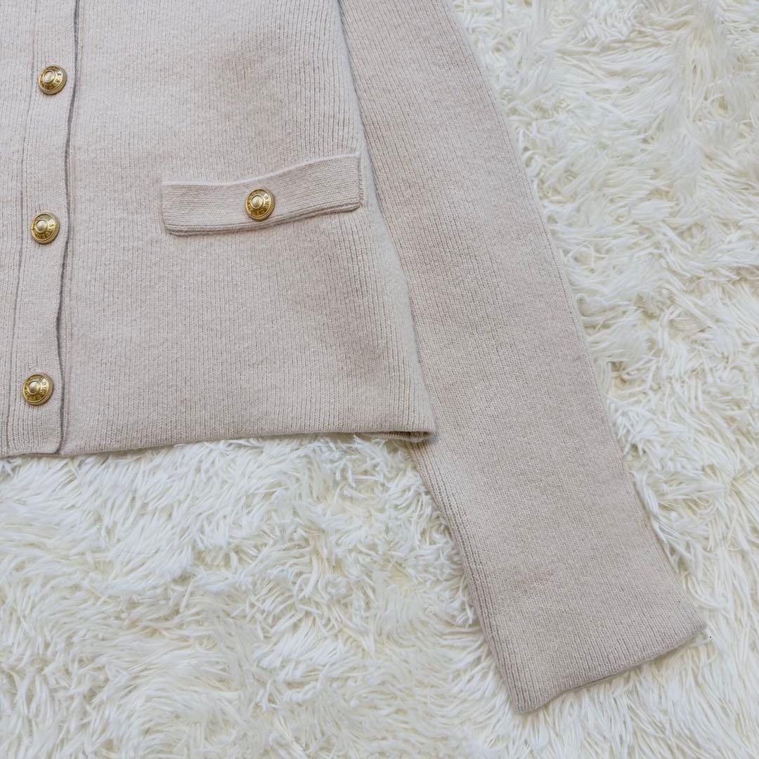 【美品】anuans アニュアンス ラクーンブレンドノーカラーニットジャケット