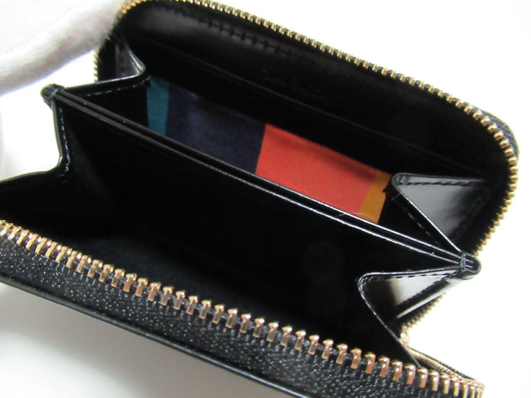 ポールスミス 新品！シティエンボスファスナー牛革×床革名刺入れ カードケース 黒
