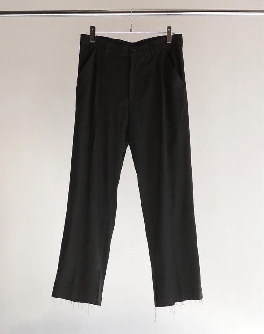 パンツ ANCELLM CUT OFF SLIT TUCK SLACKS BLACK 2