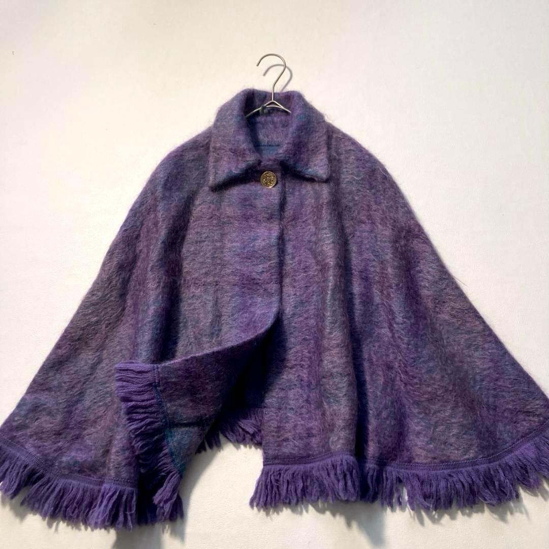 【希少ビンテージ】Ramnoch Designs　モヘアウールポンチョ 金ボタン