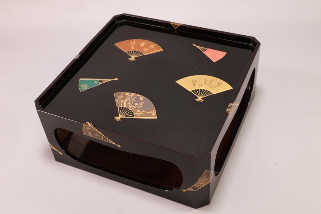 輪島塗　扇面金蒔絵　お櫃　はんがい　受け盆　お櫃台　会席　茶懐石　② BJ081