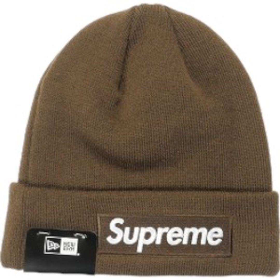 supreme シュプリーム　ニット帽　ビーニー　ボックスロゴ　ブラウン　茶色