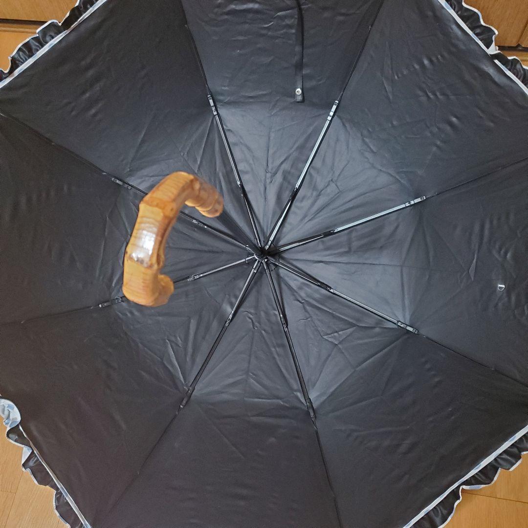 サンバリア100 完全遮光 折りたたみ 日傘二段折り ドット柄 フリル