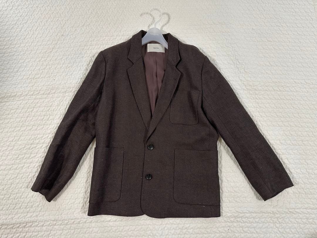 TOPDAYFUL Boyfriend Linen Jacket ブラウン36