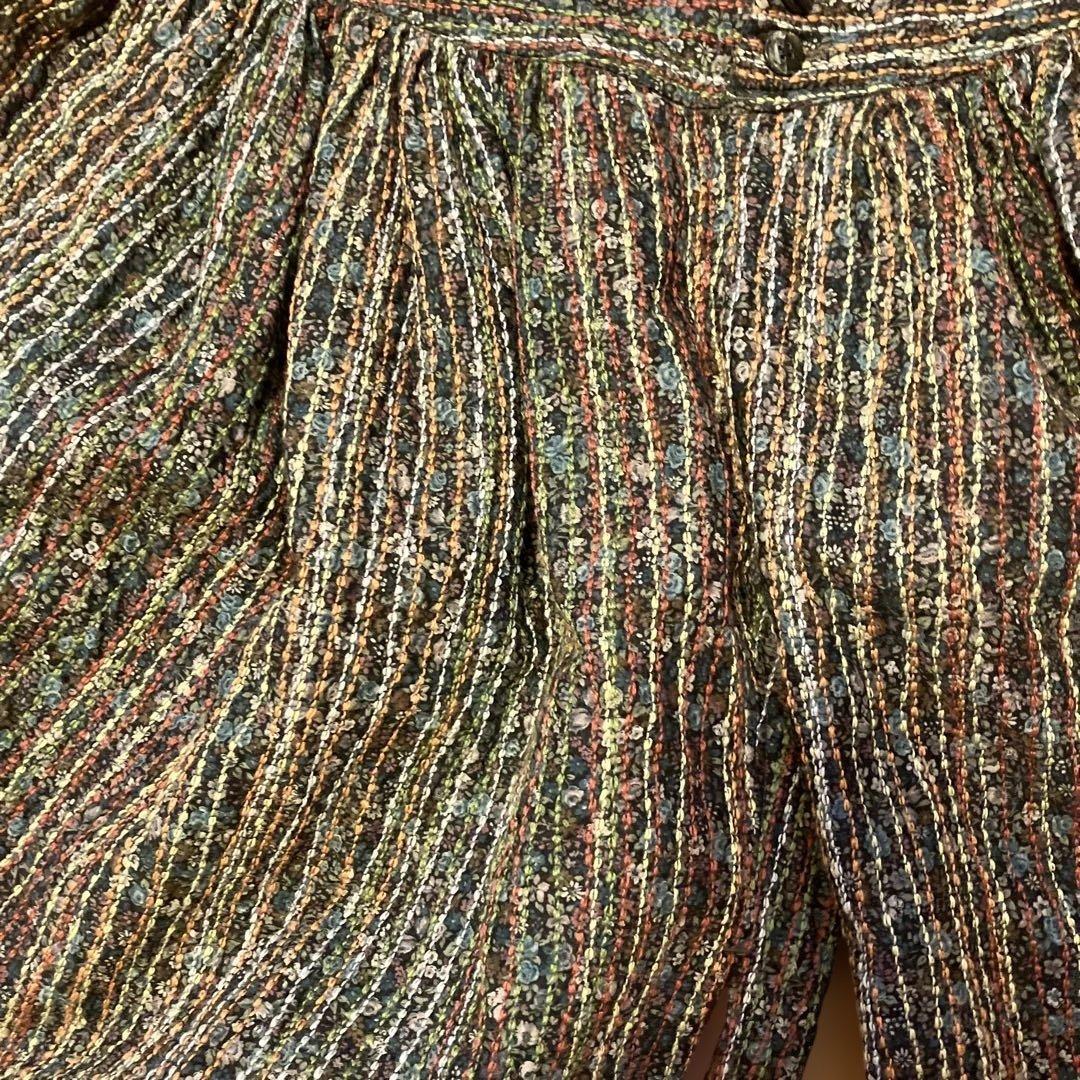 KAPITALレディースショートパンツ茶系刺し子風綿100%日本製デザイン変形