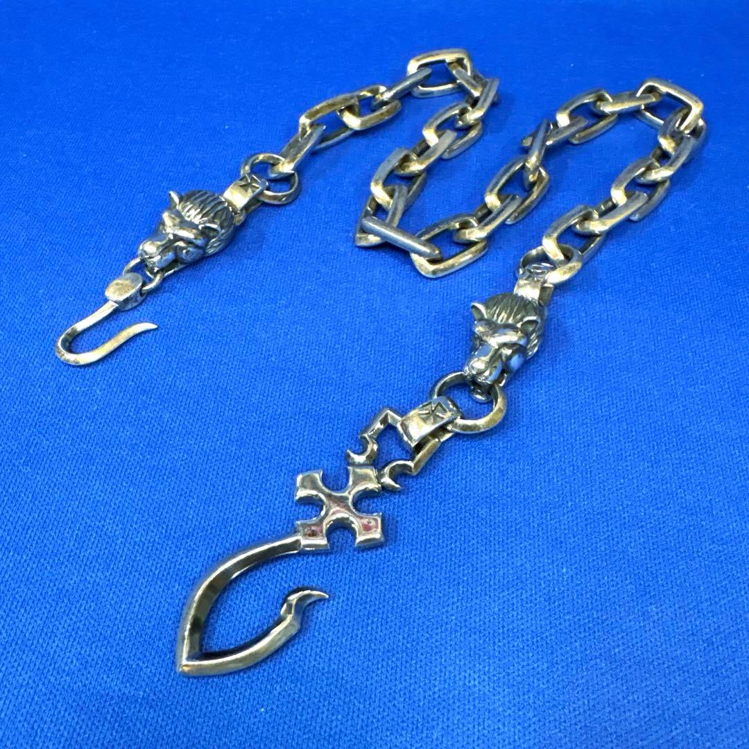 ウォレットチェーン シルバー 925 ガボールタイプ ライオンヘッド