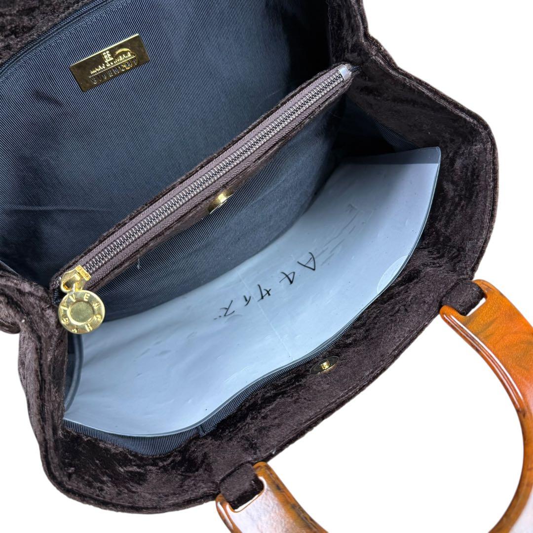 【美品/A4対応】GIVENCHY 4Gロゴ ベロア ハンドバック ブラウン