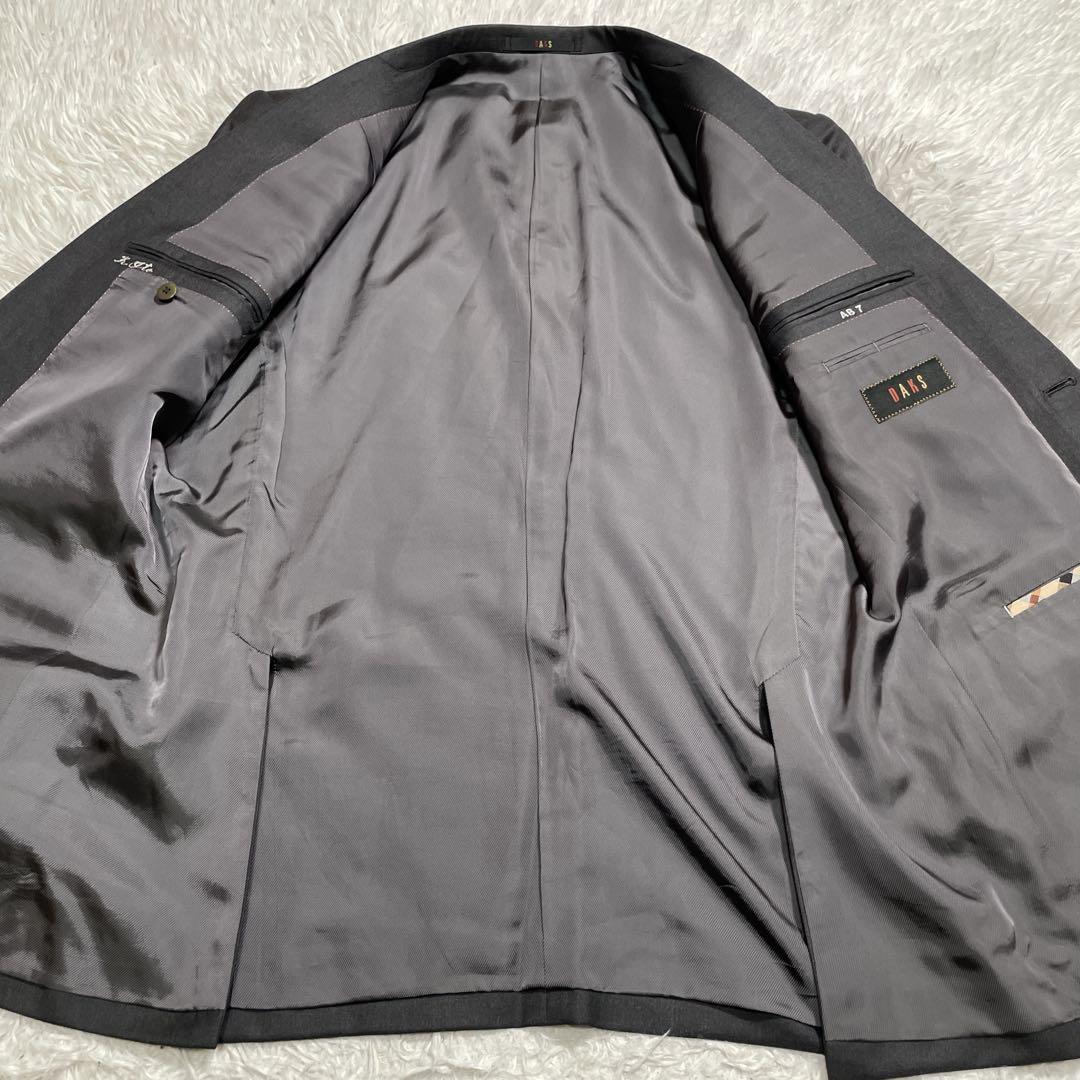 極美品　DAKS スーツ　セットアップ　3ピース　ベスト　グレー　XL