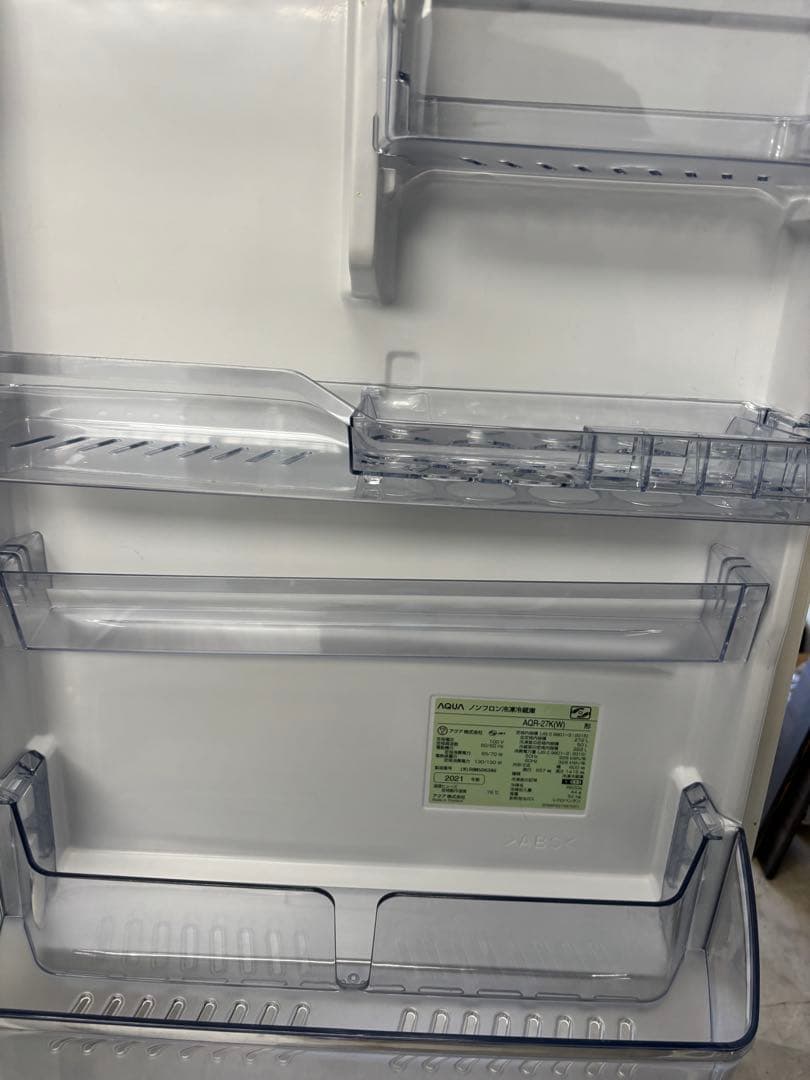 AQUA アクア 冷蔵庫 AQR-27K(W) 272L 2021年製