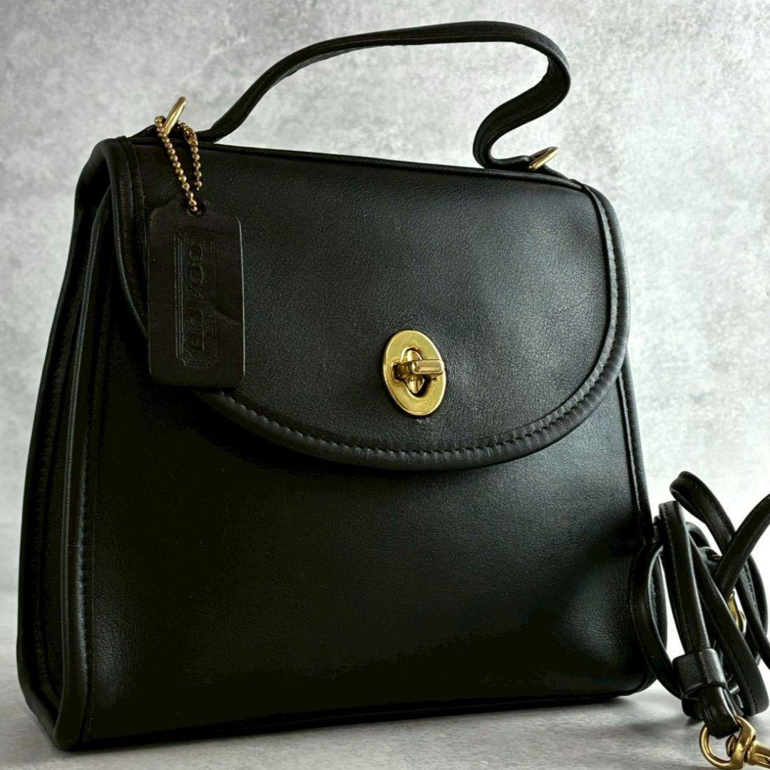 極美品 オールドコーチ レジナ 2way ショルダーバッグ ターンロック 黒