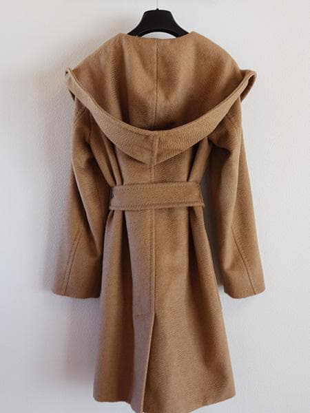 2023AW■マックスマーラピュアキャメル100％リアルトフーデットコート■42