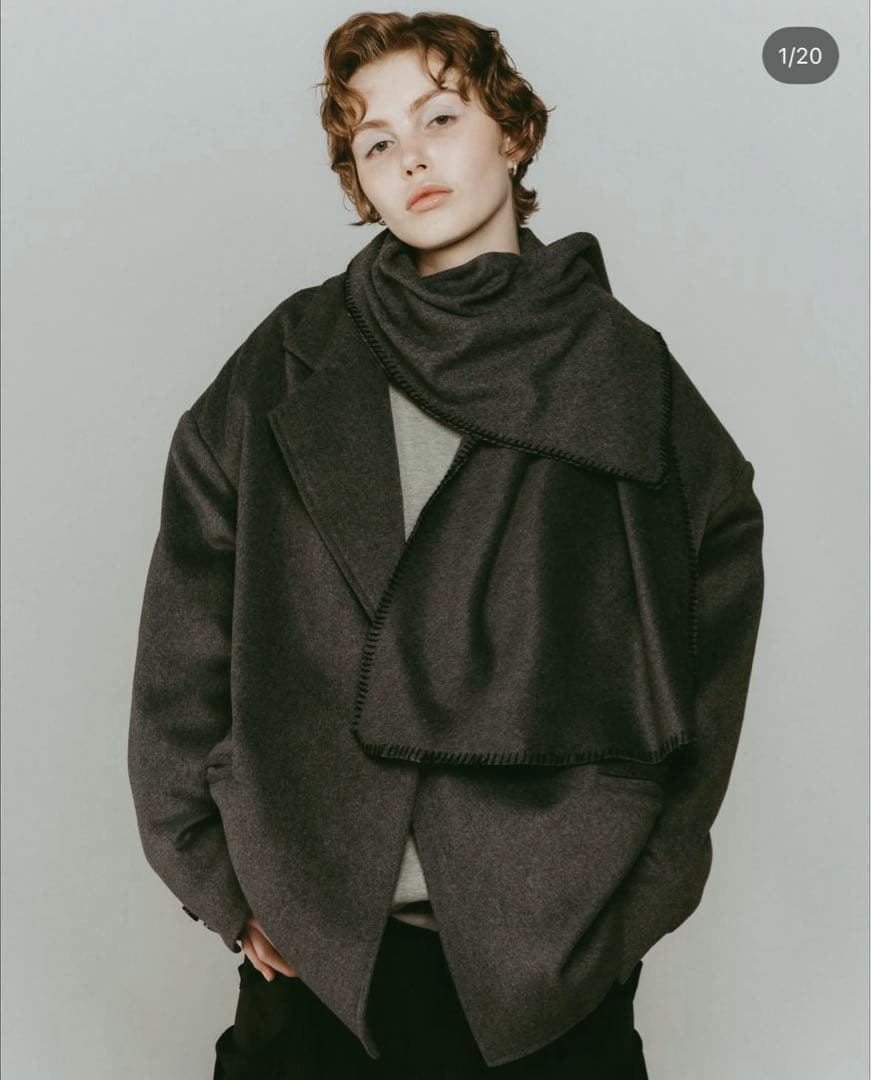 ジャケット・アウター muffler overlay jacket(unisex)/black