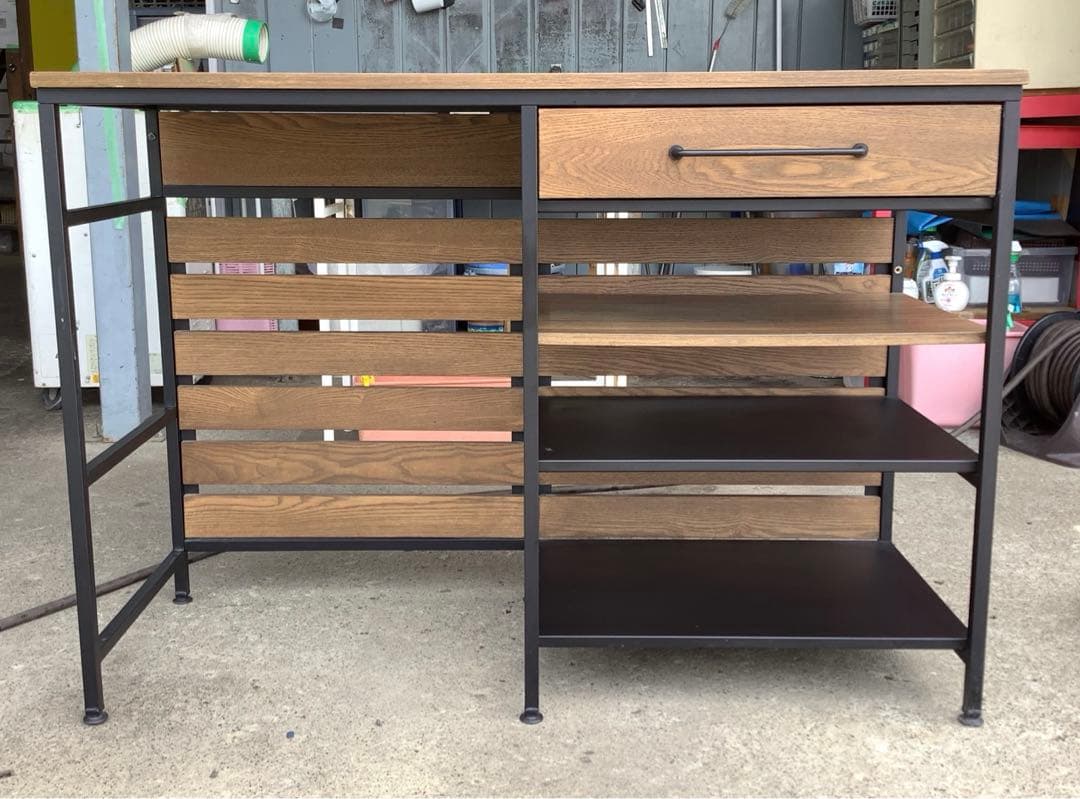 ロウヤ キッチンカウンター キッチンラック インダストリアル ゴミ箱収納