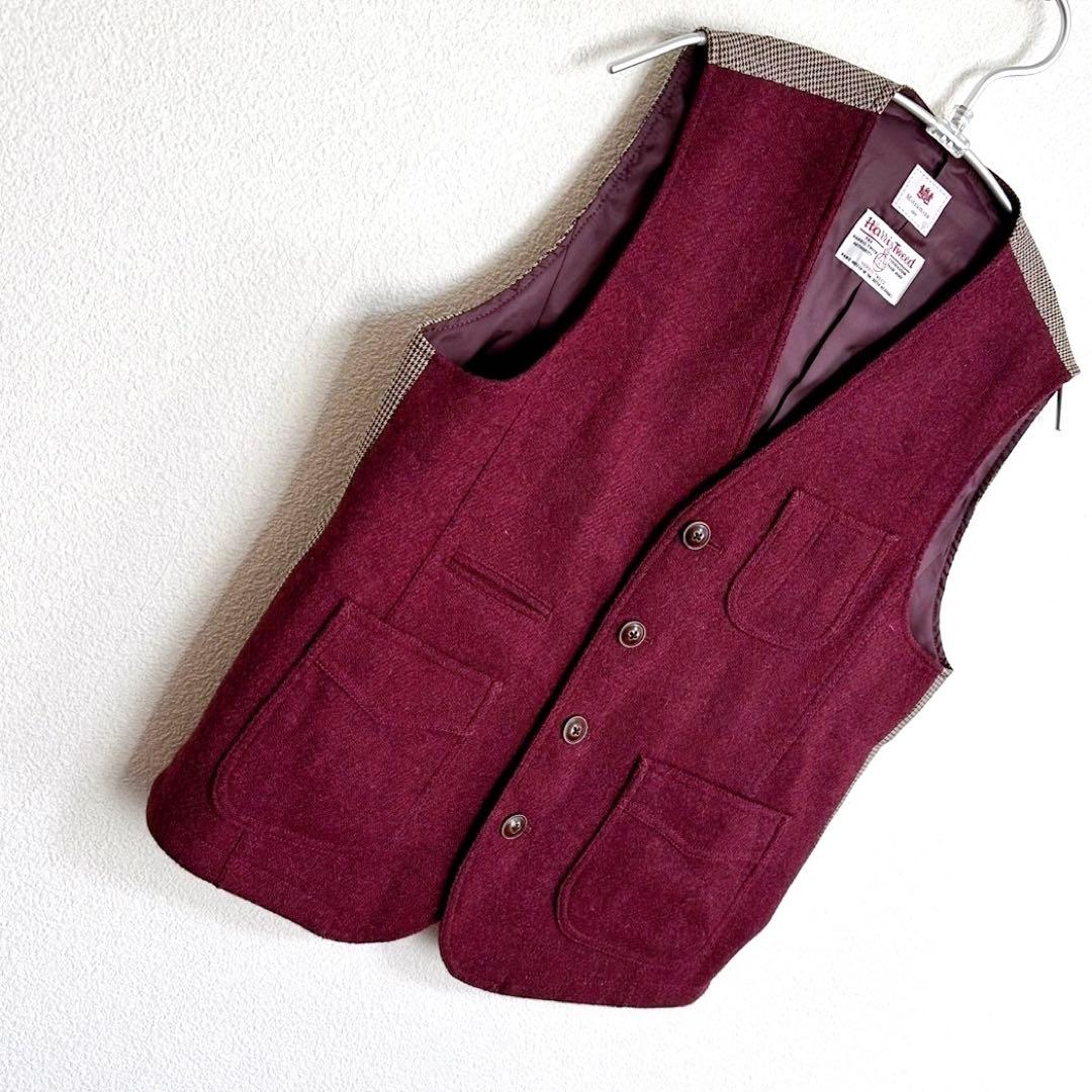 【 mitsumine × Harris Tweed 】 ボルドー　ベスト