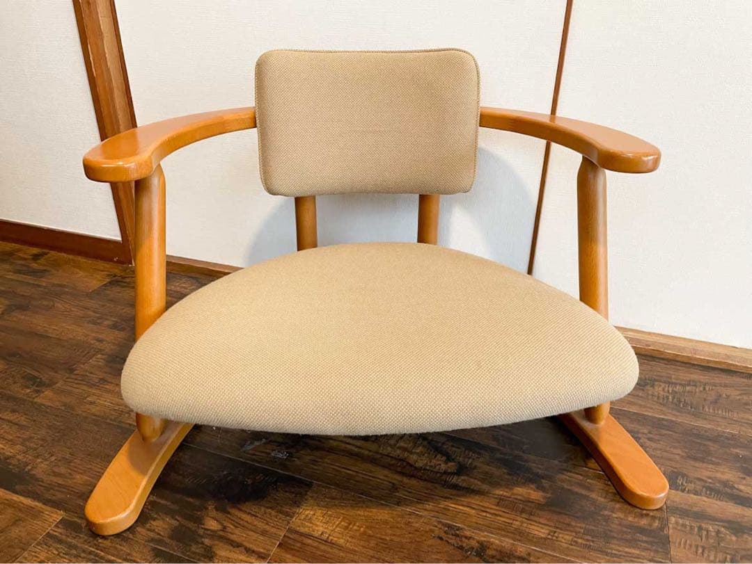 無限工房◾️かに座椅子 ローチェア 福竹産業 木製家具 リラックスチェア