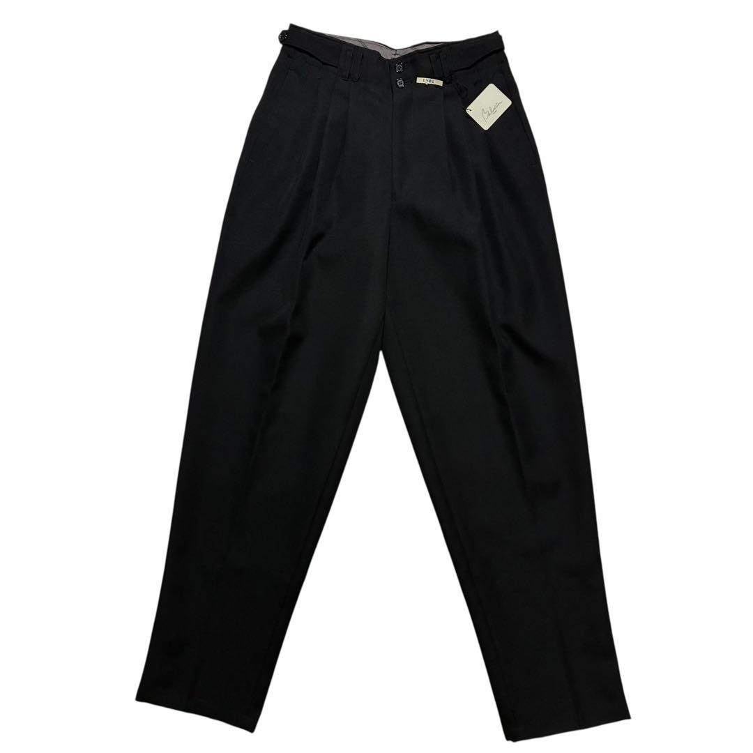80s 90s Baldia 3タック ウール スラックス M 黒 ハイウエスト