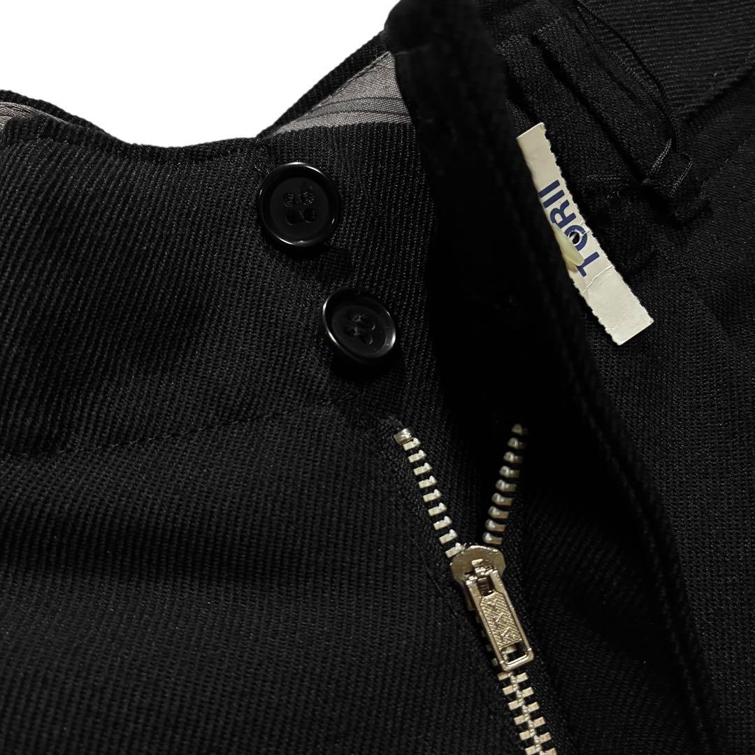 80s 90s Baldia 3タック ウール スラックス M 黒 ハイウエスト