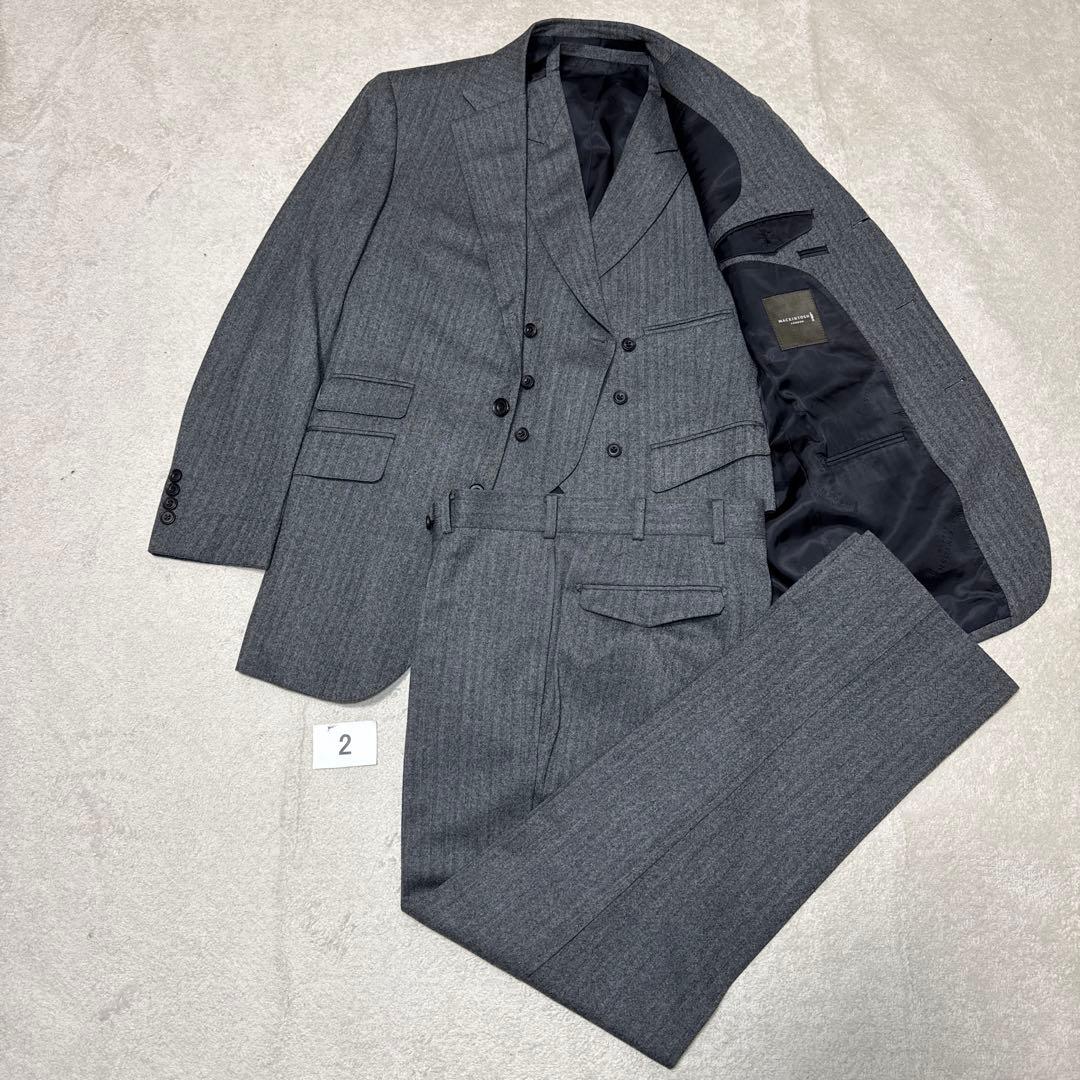 02 極美品　マッキントッシュロンドン　スリーピース　スーツ　A5 グレー