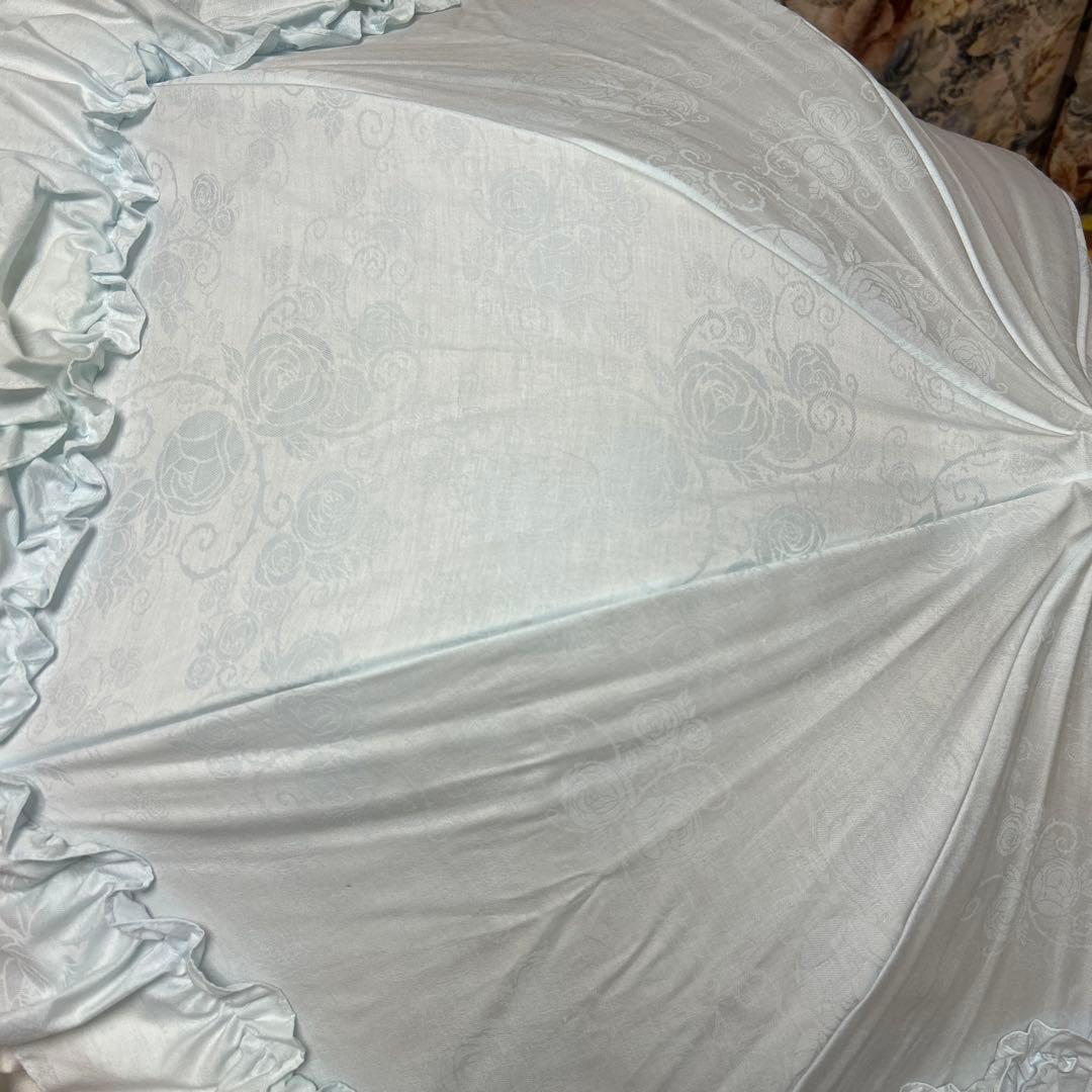 Lumiebrel フリル付き晴雨兼用傘 サックス ルミエーブル