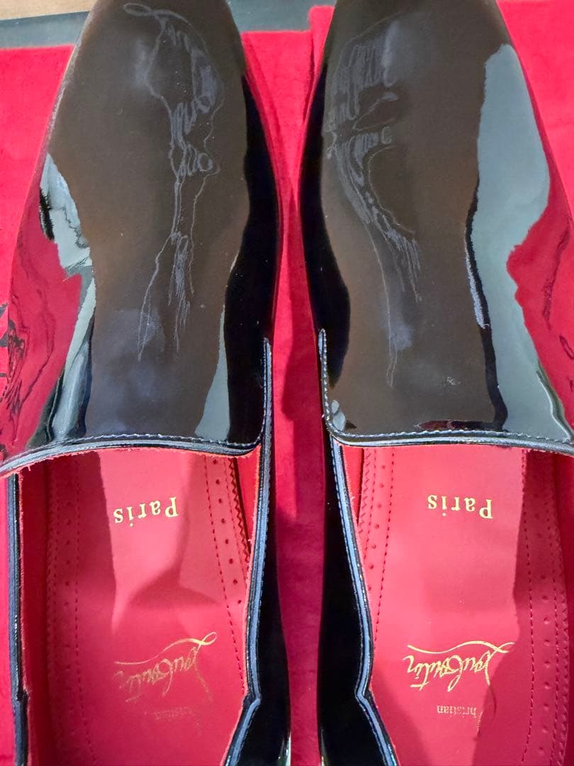 未使用 クリスチャンルブタン パテントローファー 39.5 黒