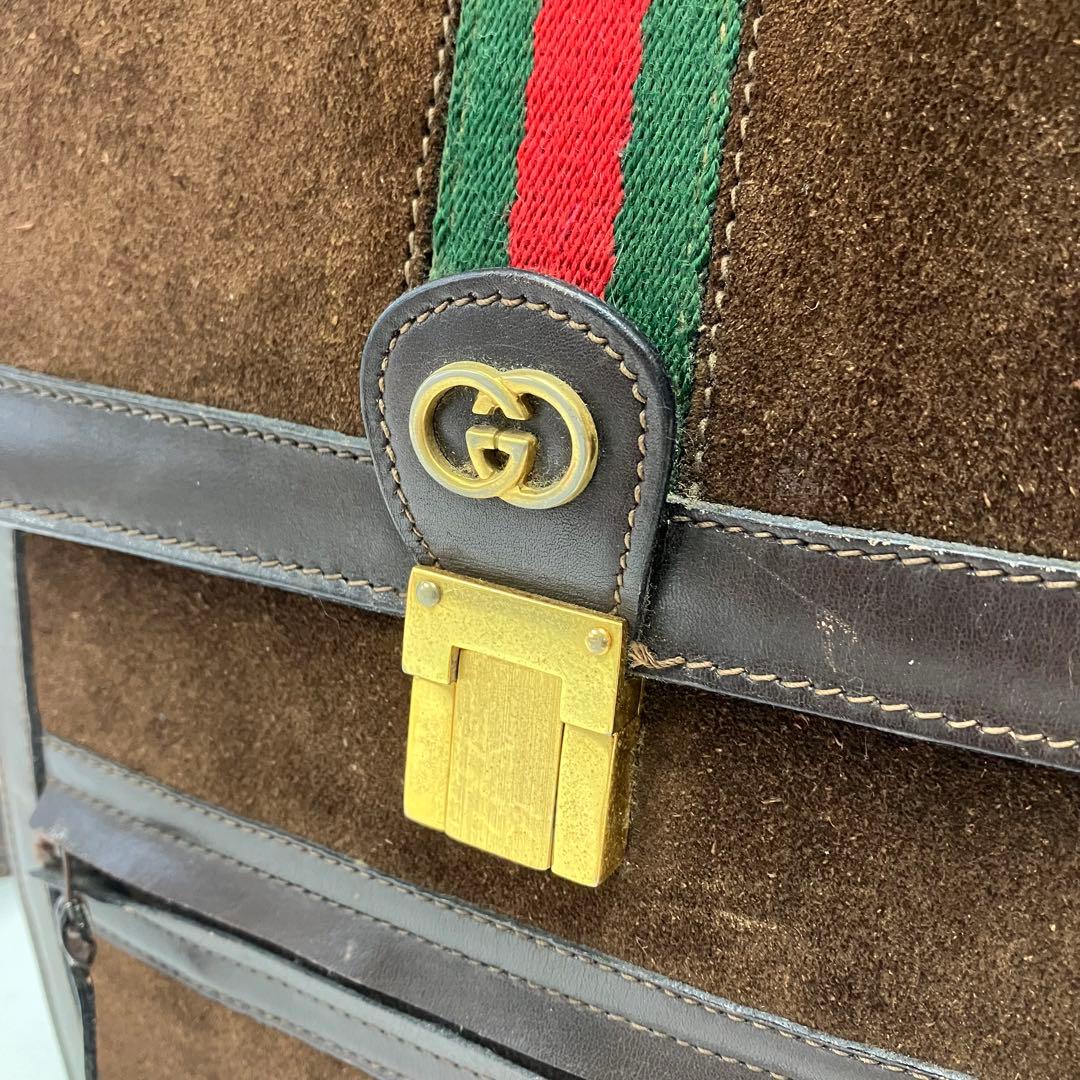 ヴィンテージ☆グッチ☆パフューム☆ショルダーバッグ☆シェリーライン☆革☆ブラウン