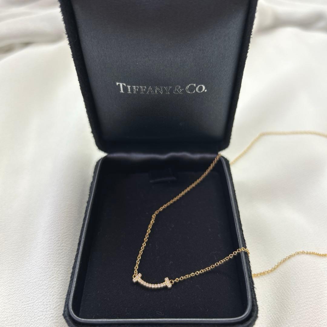 ティファニー　Tスマイルミニ　ローズゴールドダイヤネックレス