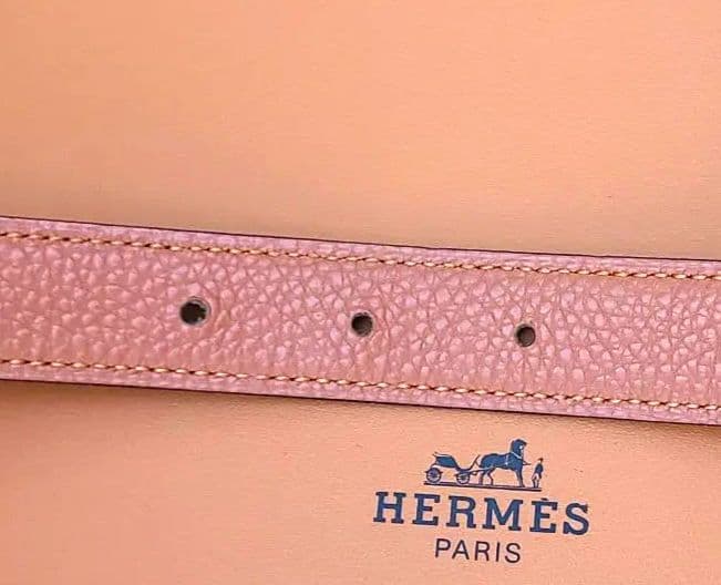 HERMES レザー ベルト 黒/裏:HERMESオレンジ