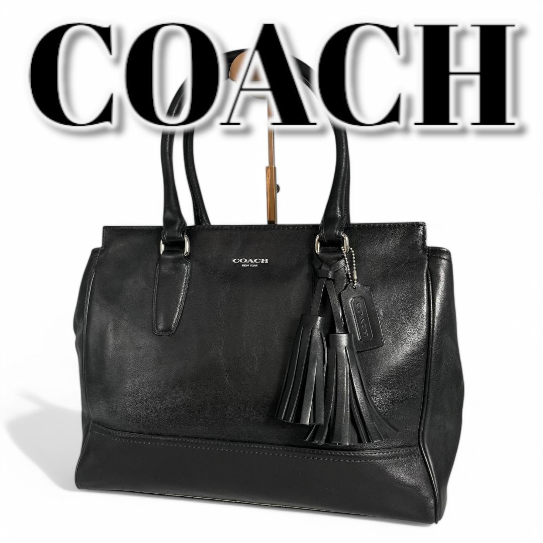 極美品　コーチ ビジネスバッグ　ハンド 通勤 通学 レザー ブラック A4