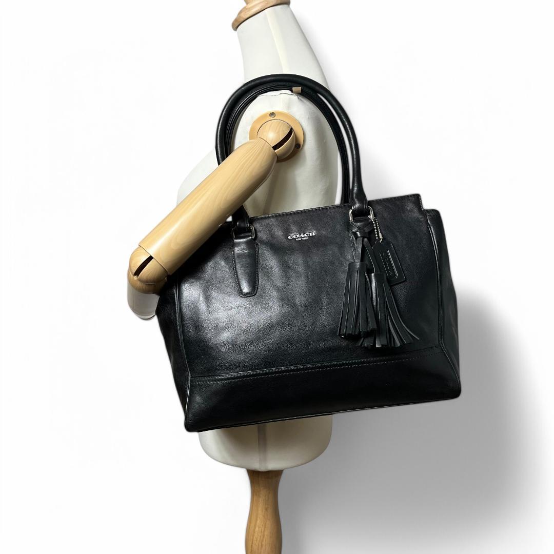 極美品　コーチ ビジネスバッグ　ハンド 通勤 通学 レザー ブラック A4