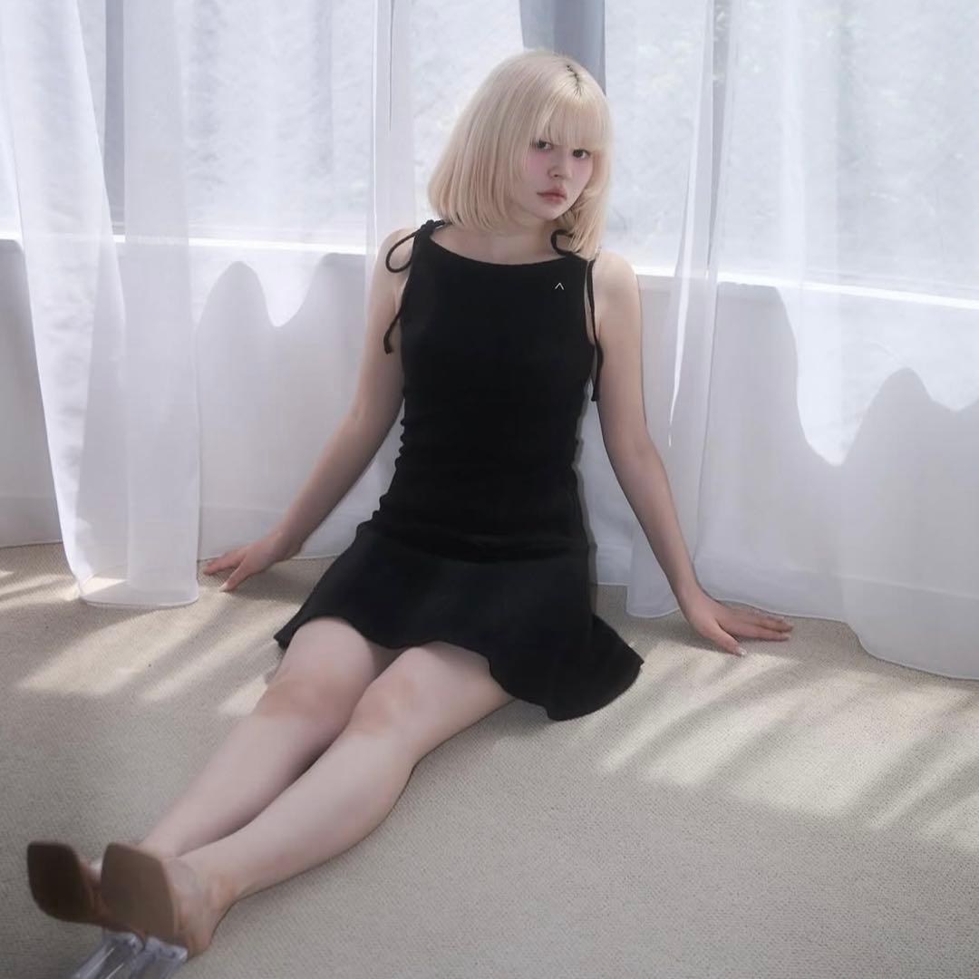 ワンピース andmary Julie cable mini dress black