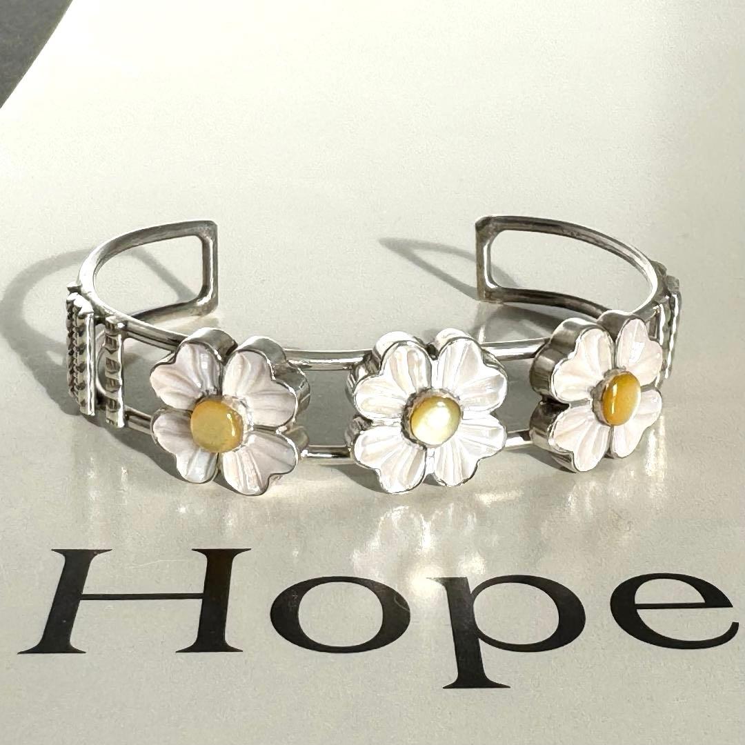 1990s　ヴィンテージ　シェル　フラワー　ブレスレット　インディアンジュエリー