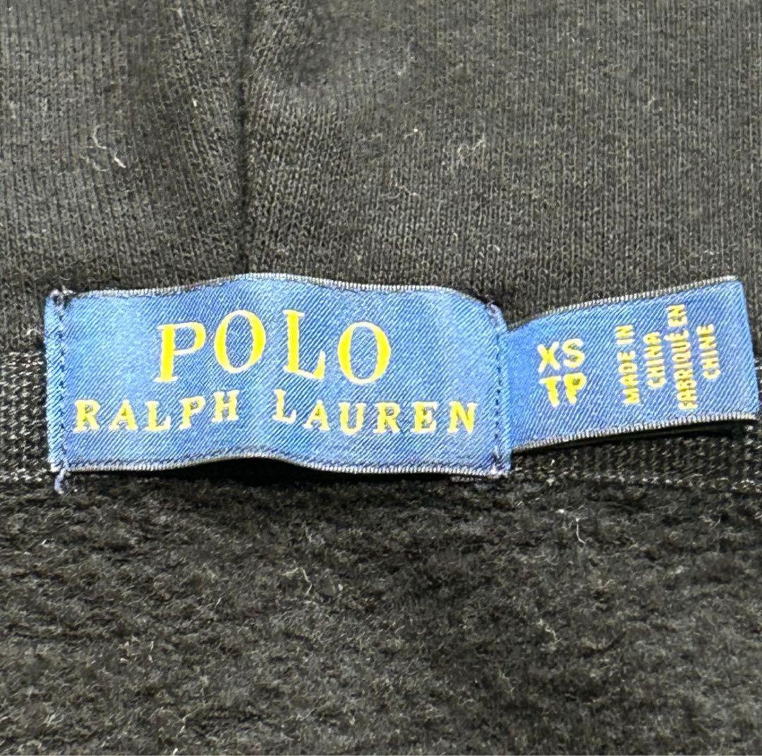 ポロラルフローレン　ジップアップパーカー　XS ブラック系　ホワイトポニー　刺繍