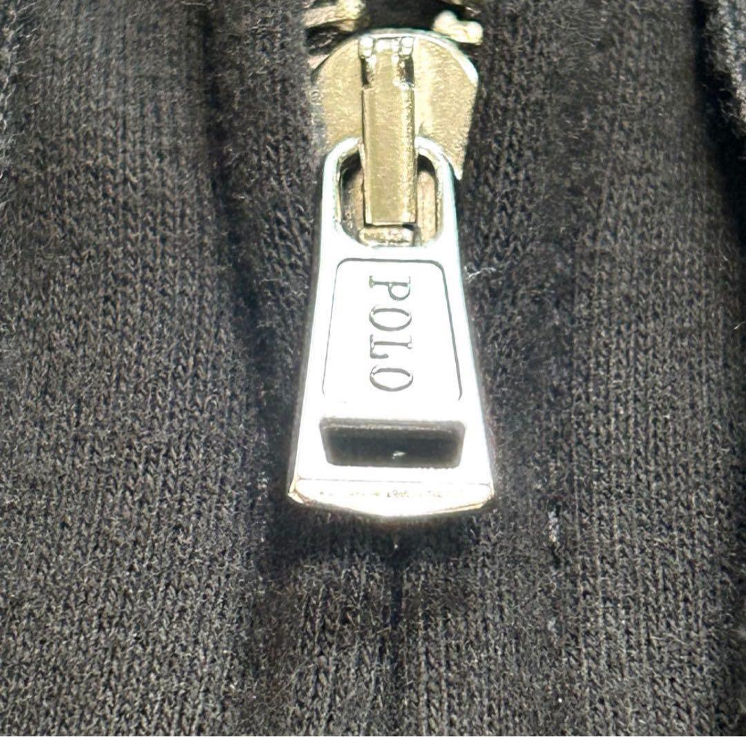 ポロラルフローレン　ジップアップパーカー　XS ブラック系　ホワイトポニー　刺繍