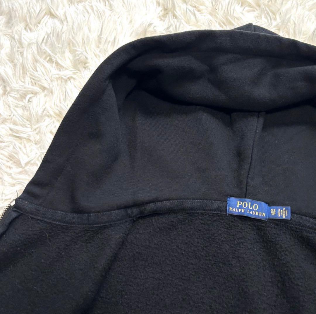 ポロラルフローレン　ジップアップパーカー　XS ブラック系　ホワイトポニー　刺繍