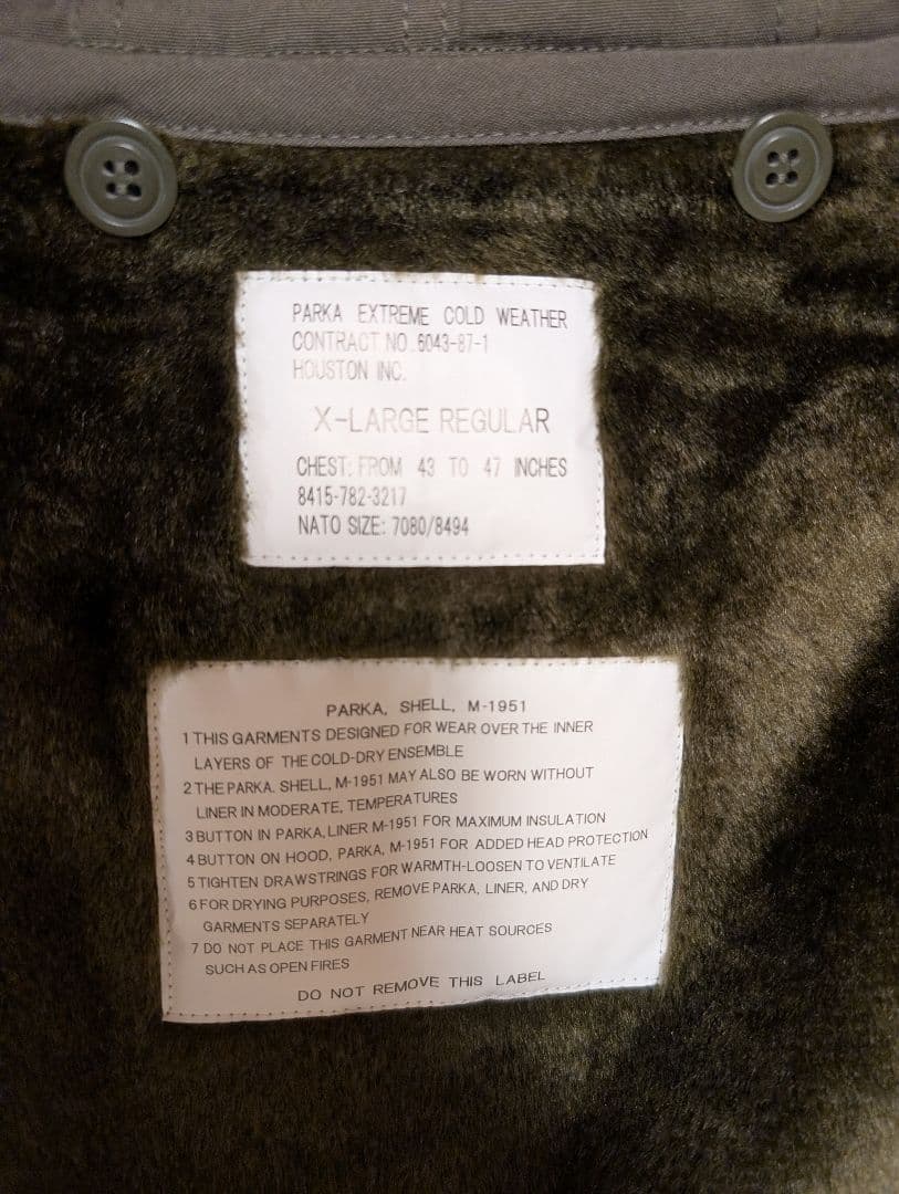 HOUSTON社製米軍オリーブグリーン モッズコート フード付き