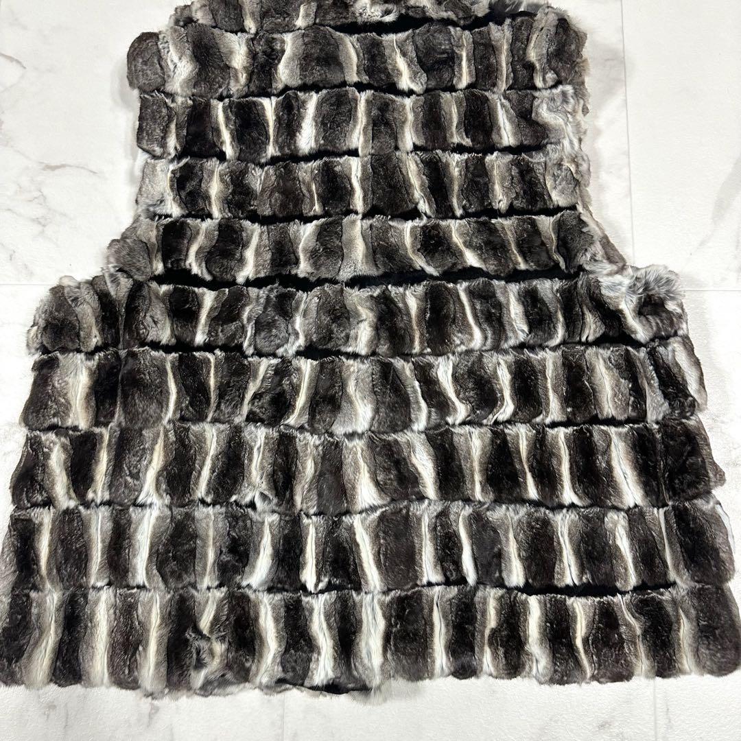 【美品】J-white チンチラファーベスト リアルファー Lサイズ