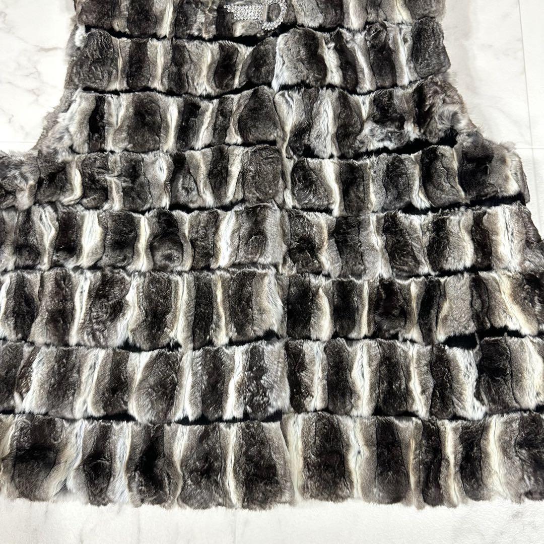 【美品】J-white チンチラファーベスト リアルファー Lサイズ