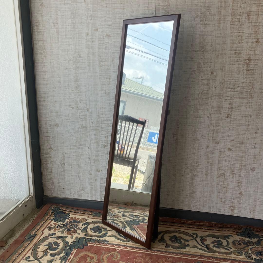 北欧レトロ ビンテージ 木製フレーム 等身鏡 姿見 壁掛け鏡 ウォールミラー