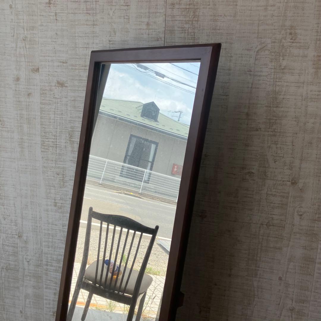 北欧レトロ ビンテージ 木製フレーム 等身鏡 姿見 壁掛け鏡 ウォールミラー